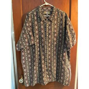 City Streets Men's 3XLT Short Sleeve Button Multicolor Ramie Blend Shirt